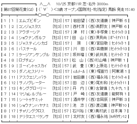 10/25(日) 第87回菊花賞(GⅠ) part3